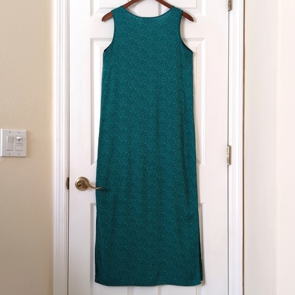 Caribou 80's Vintage Funky Swirl Printed Sleeveless Midi Shift Dress Teal Small - Picture 11 of 14